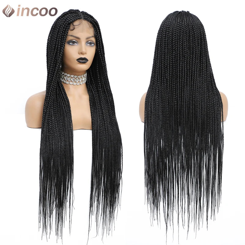 36" Small Box Braids Wig | Full Lace | Cornrows & Knotless Braids | Transparent Lace Luxegan