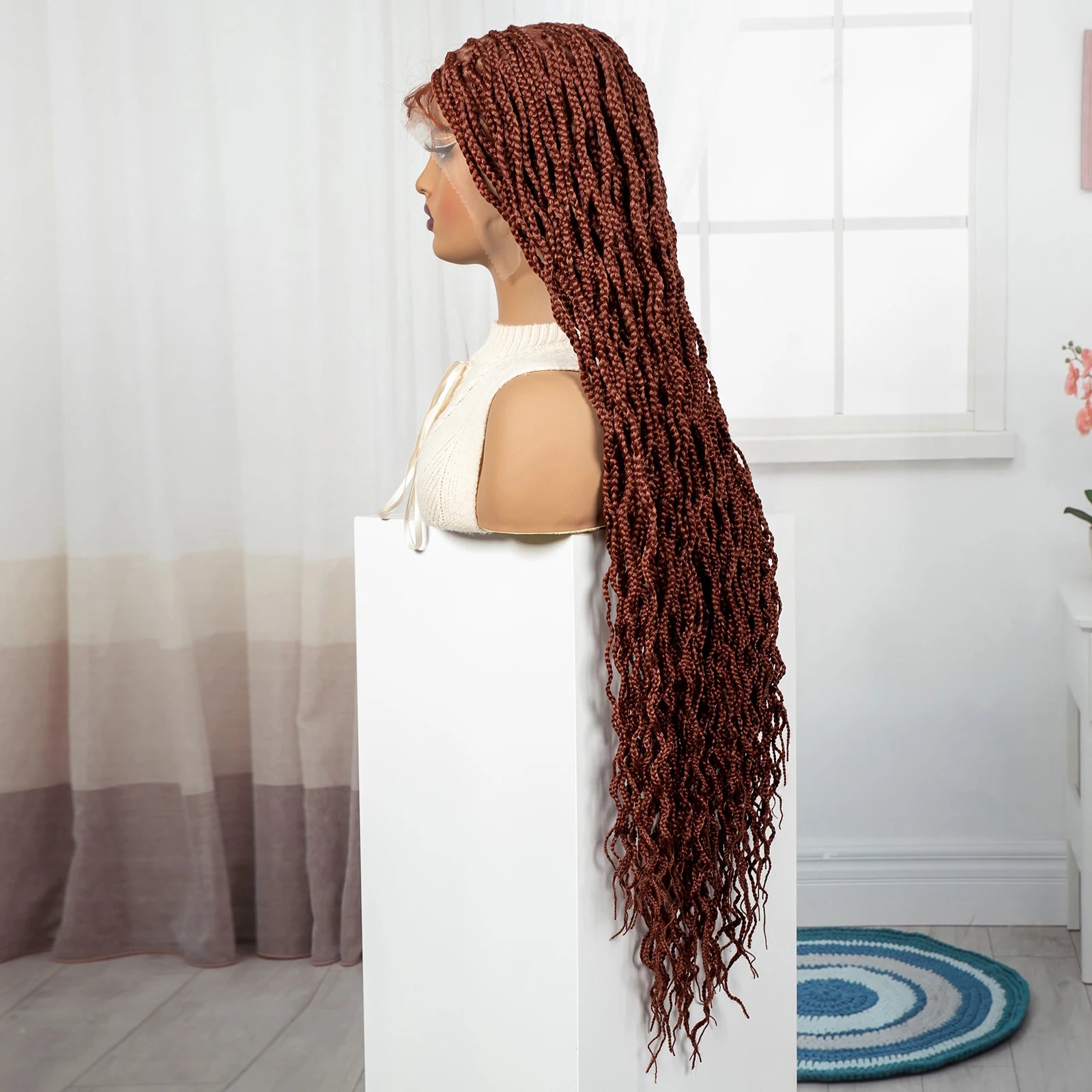 36" Long 613 Blonde Knotless Box Braids Wig | Full Lace Frontal Twist Luxegan