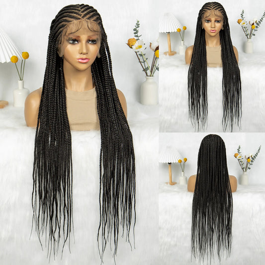 HD Lace Front Knotless Box Braids Wig | Cornrow Detail & Baby Hair Luxegan
