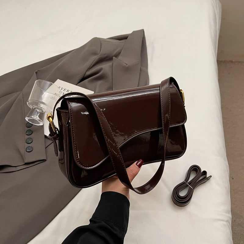 Elegant Solid Saddle Bag | Versatile Shoulder & Crossbody Purse Luxegan