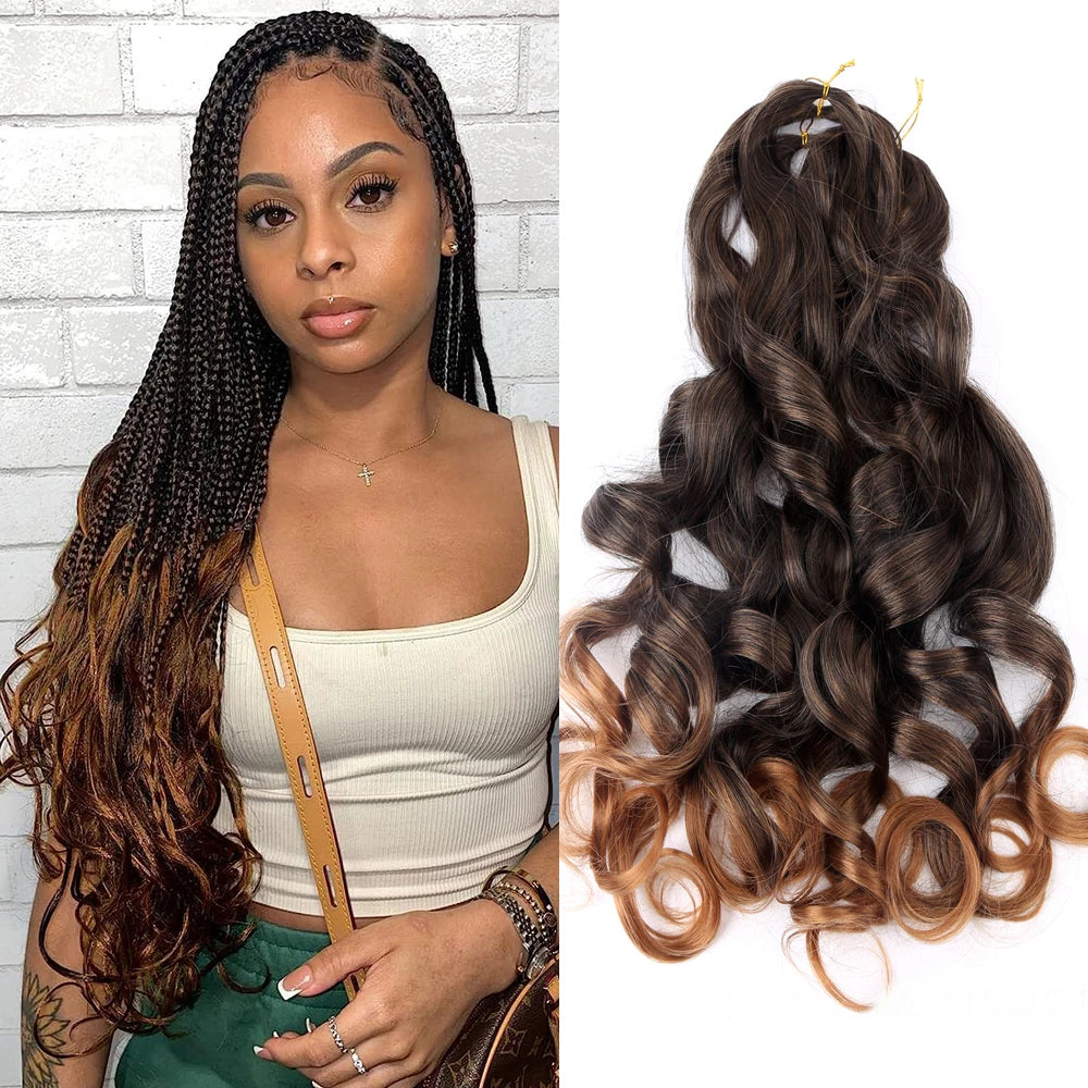 French Curly Crochet Braiding Hair - Ombre Spiral Curls - Pre-Stretched Synthetic Hair Extensions
