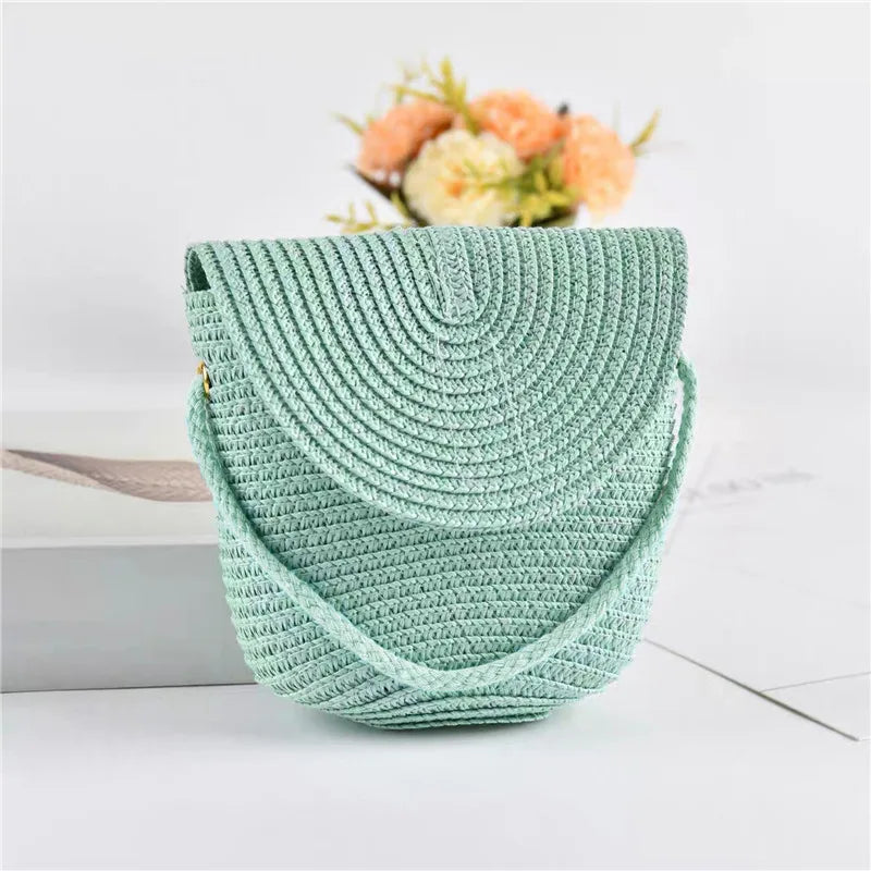 Beach Straw Shoulder Messenger Bag | Women's Bohemian Summer Woven Rattan Bucket Shoulder Handbag & Handmade Crossbody Bag Luxegan