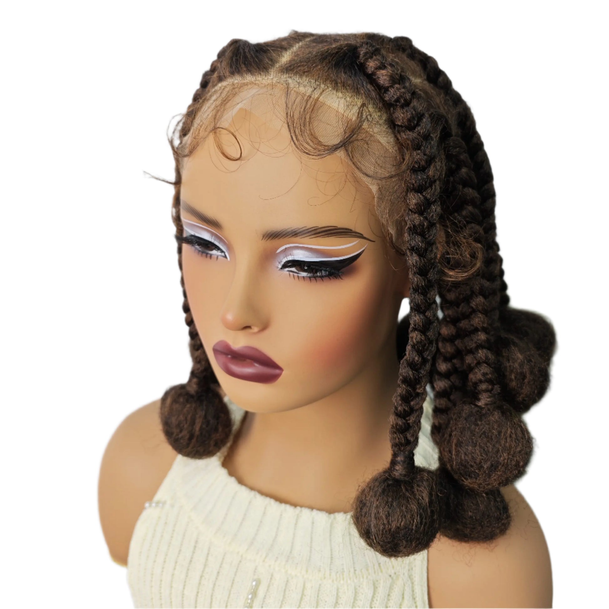 12 Inch Natural Color Synthetic Braided Wig | Transparent Lace Front Knotless Box Braids with Baby Hair for Black Women Luxegan