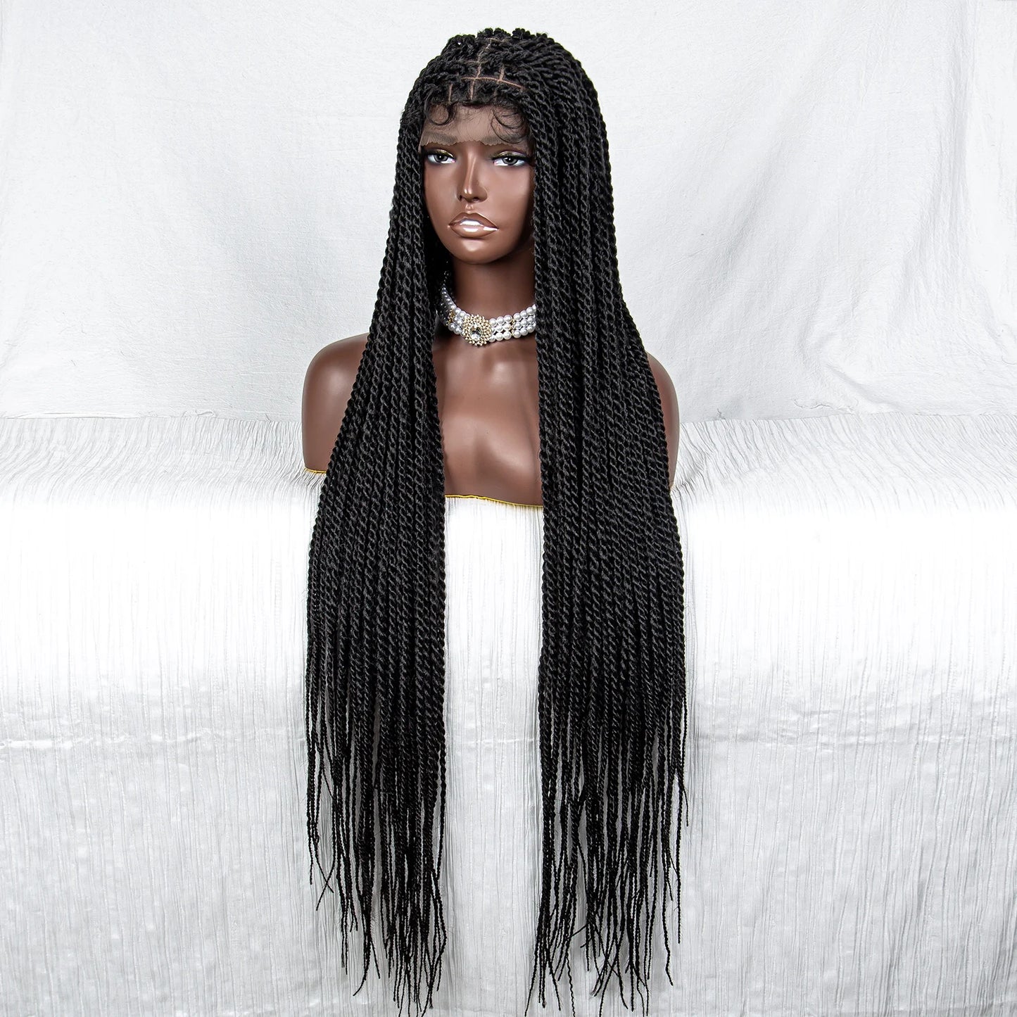 40" Long Straight Braided Wig | Full Lace | Baby Hair | Colored Braids Luxegan