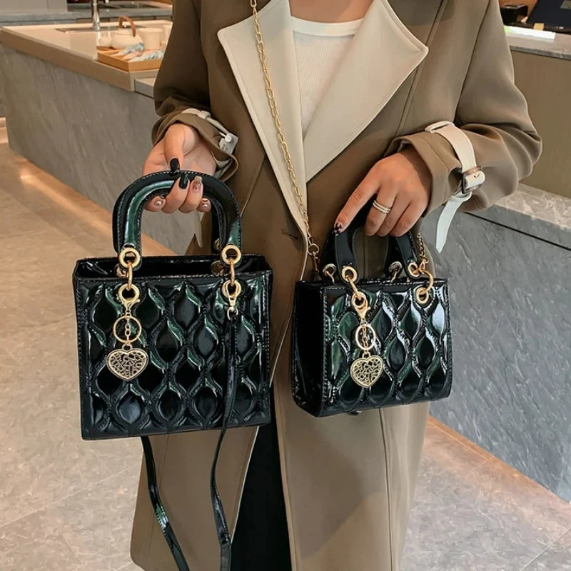 Women's Brand Luxury Quilted Square Handle Bag | High-Quality Classic Tote & Crossbody Luxegan