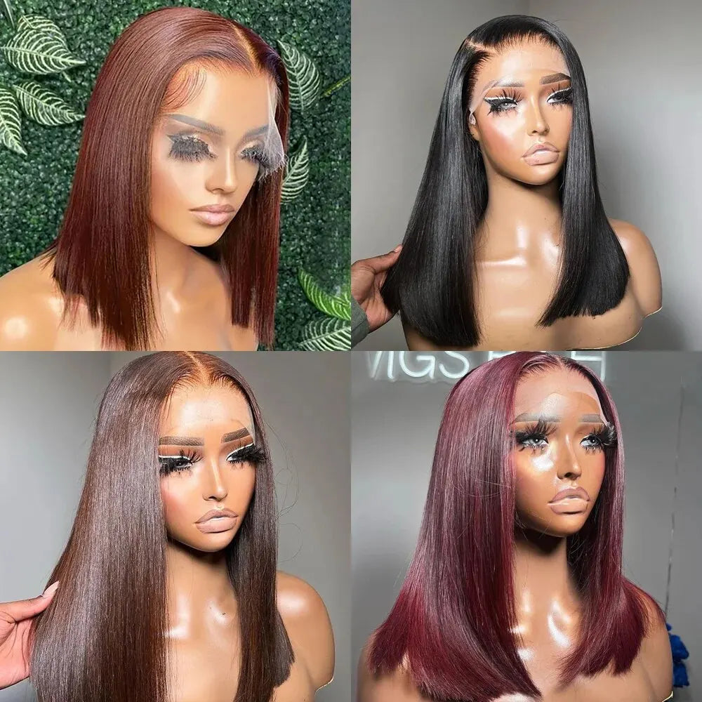 180% Density Straight Short Bob HD Lace Wig | Sophisticated 13x4 Transparent Frontal | Elegant "Brazilian Remy" Silhouette | "Dignified" Pre-Plucked Human Hair for Radiant Versatile Styling Luxegan