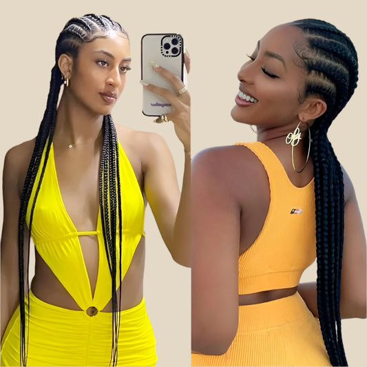 36" Cornrow Twisted Braided Wig | Ombre Blonde Passion Twists | Faux Locs & Goddess Box Braids | Full Lace Front Wig