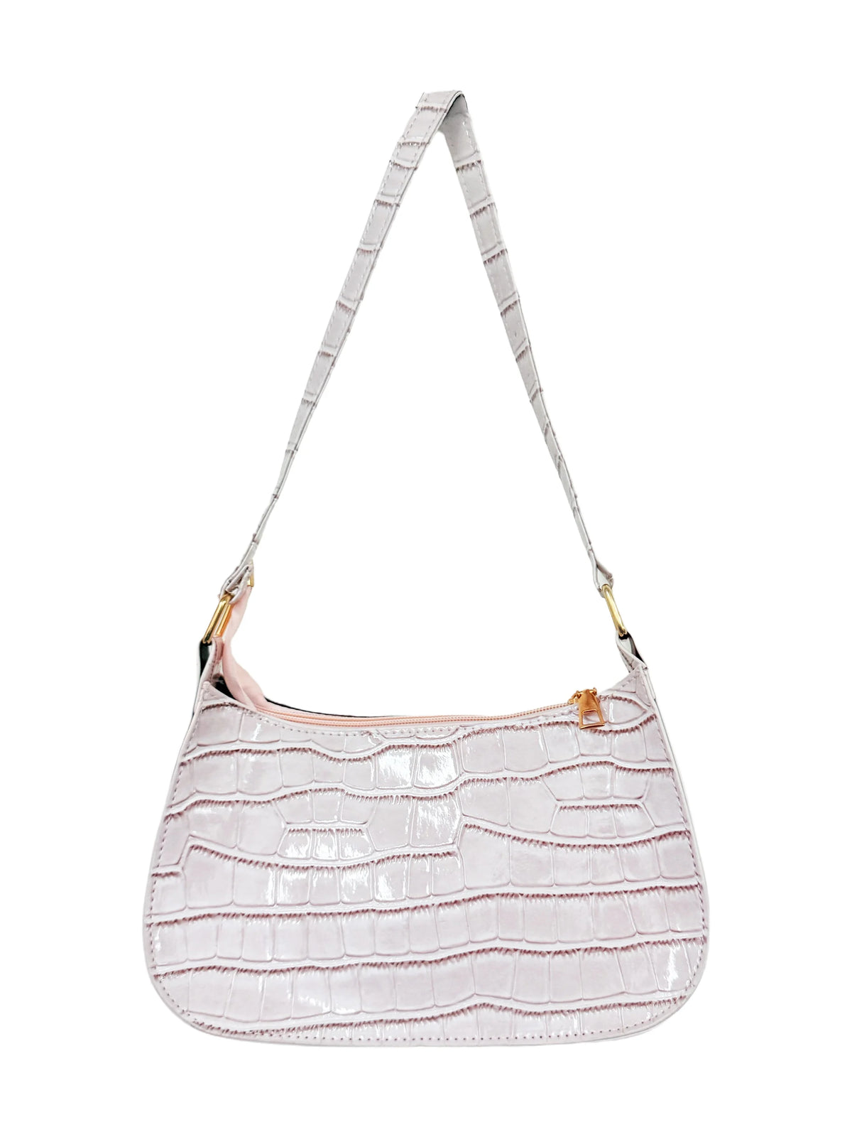 Hard Patent PU Leather Baguette Bag | Vintage Designer Hobos Underarm Bag Luxegan