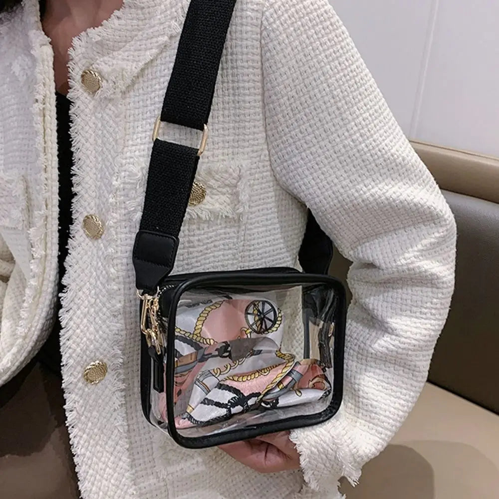 Fashion Transparent PVC Jelly Handbag | Solid Color Shoulder Messenger Crossbody Bag for Women & Girls (Ribbons Excluded) Luxegan
