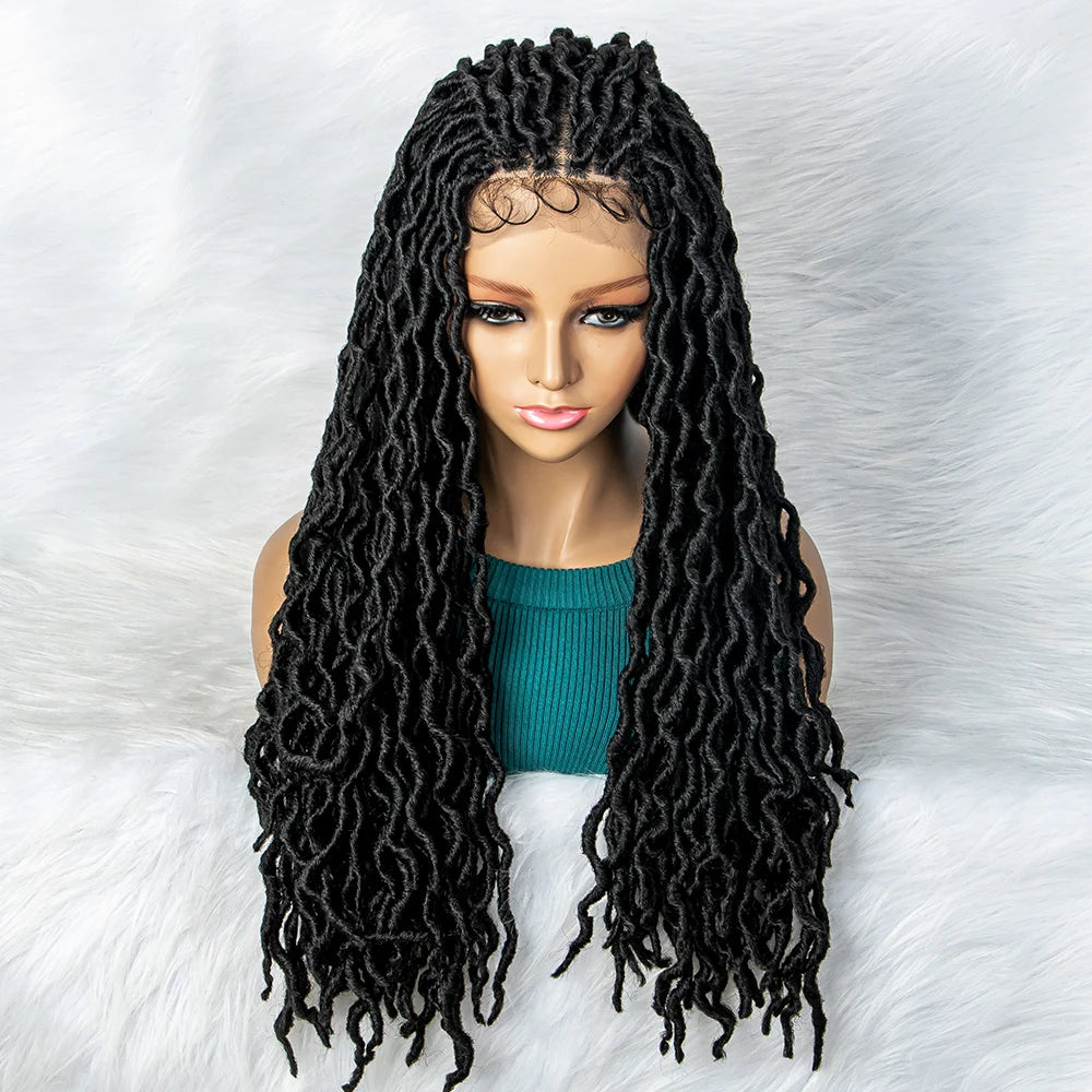 HD Transparent Lace Braided Wig with Lambswool Curls Luxegan