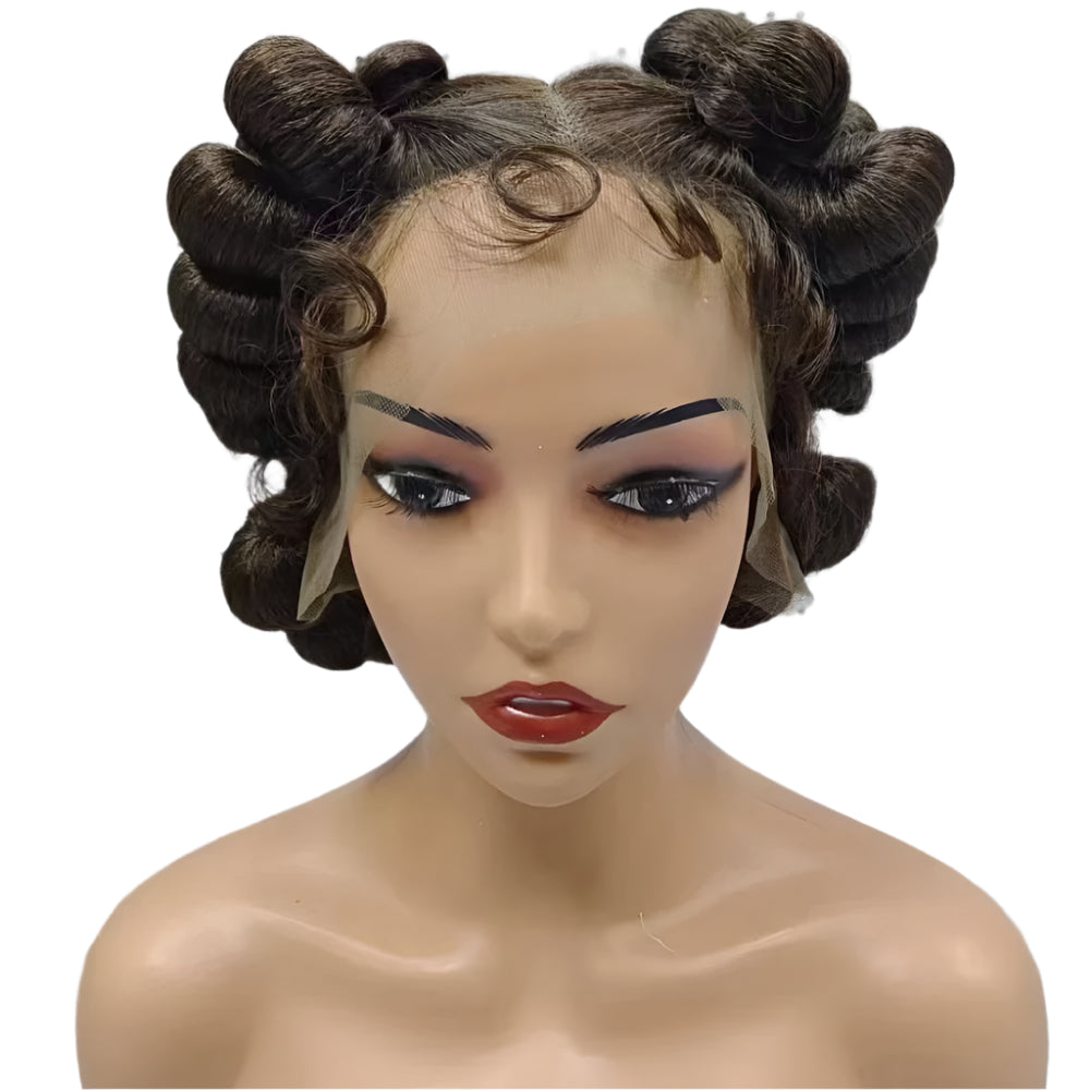 Short Cute Bantu Knotless Braids Wig | Transparent Full Lace | Handmade Luxegan