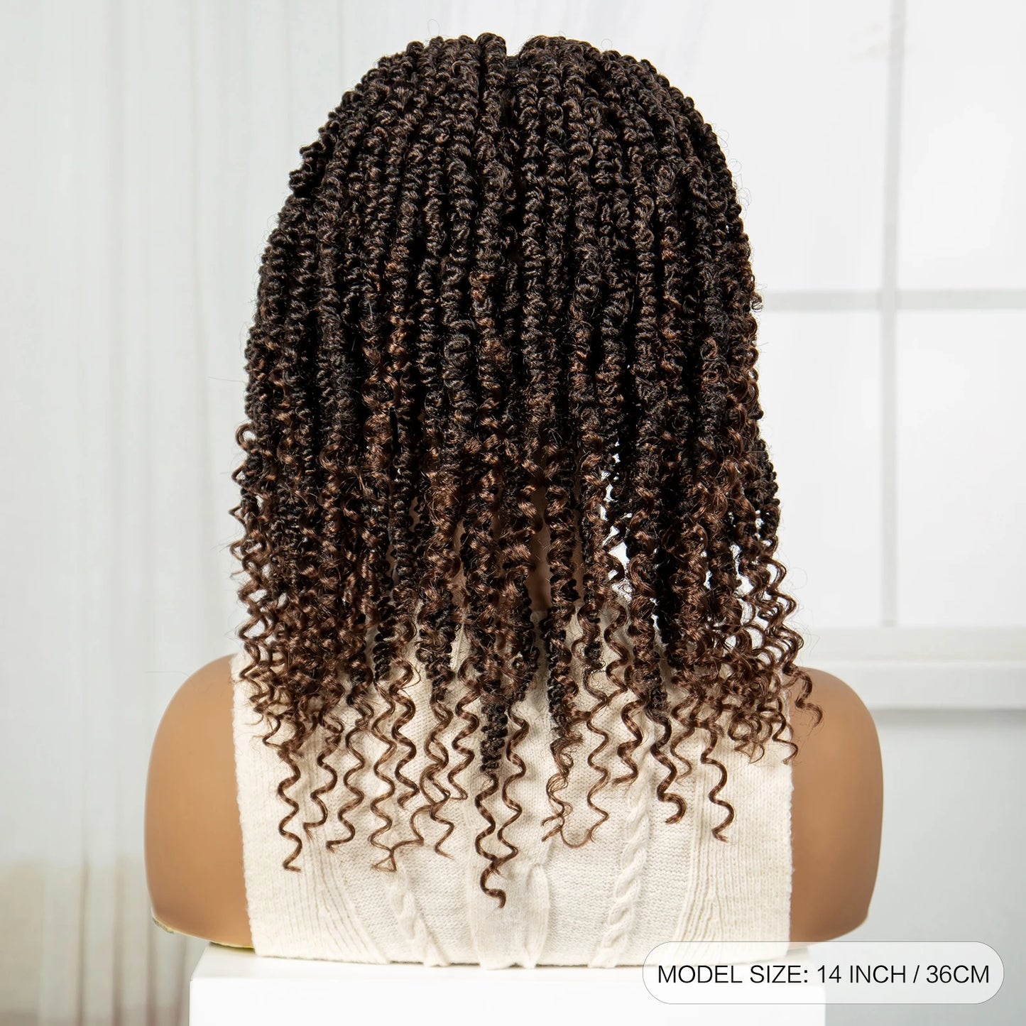 14" Full Lace Twisted Braids Wig with Baby Hair | Natural Looking Synthetic Lace Frontal Braided Wig for Black Women Luxegan