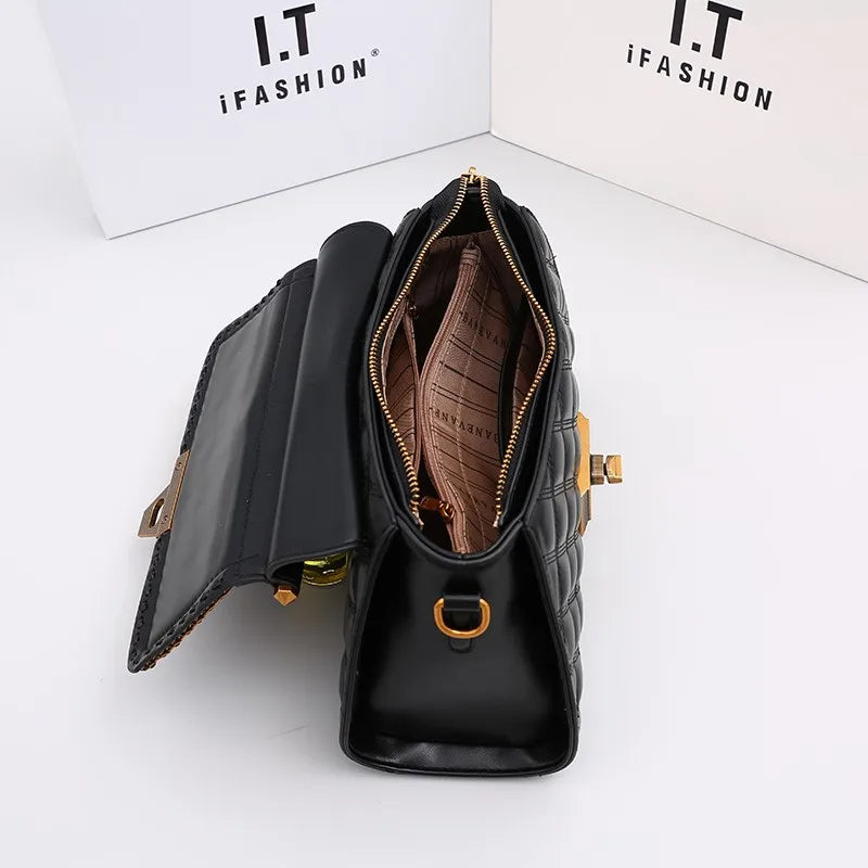 Women's Handbag New Autumn & Winter | High-End Light Luxury Diamond Grid Small Square Bag (Shoulder & Crossbody) Luxegan