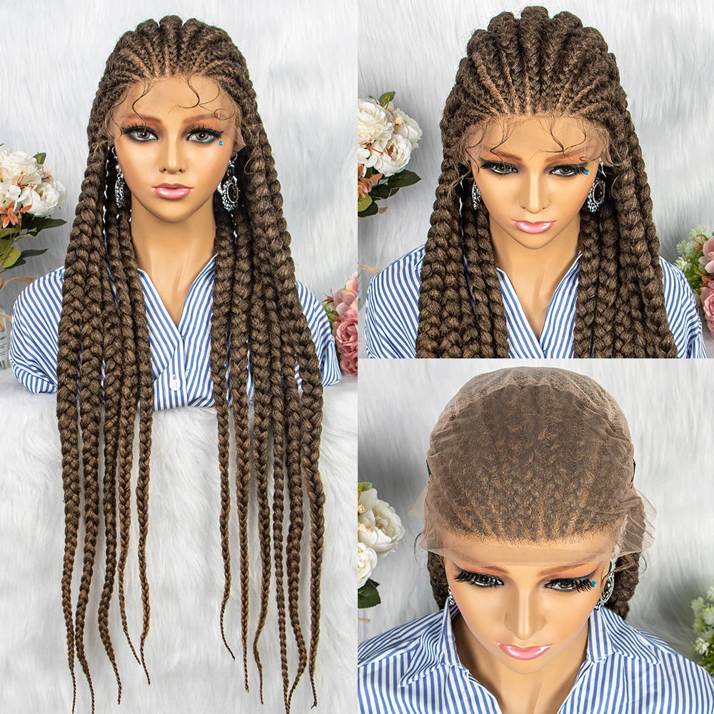 36" Box Braids Full Lace Wig | Baby Hair | Heat Resistant Synthetic Braids | Black Women Luxegan
