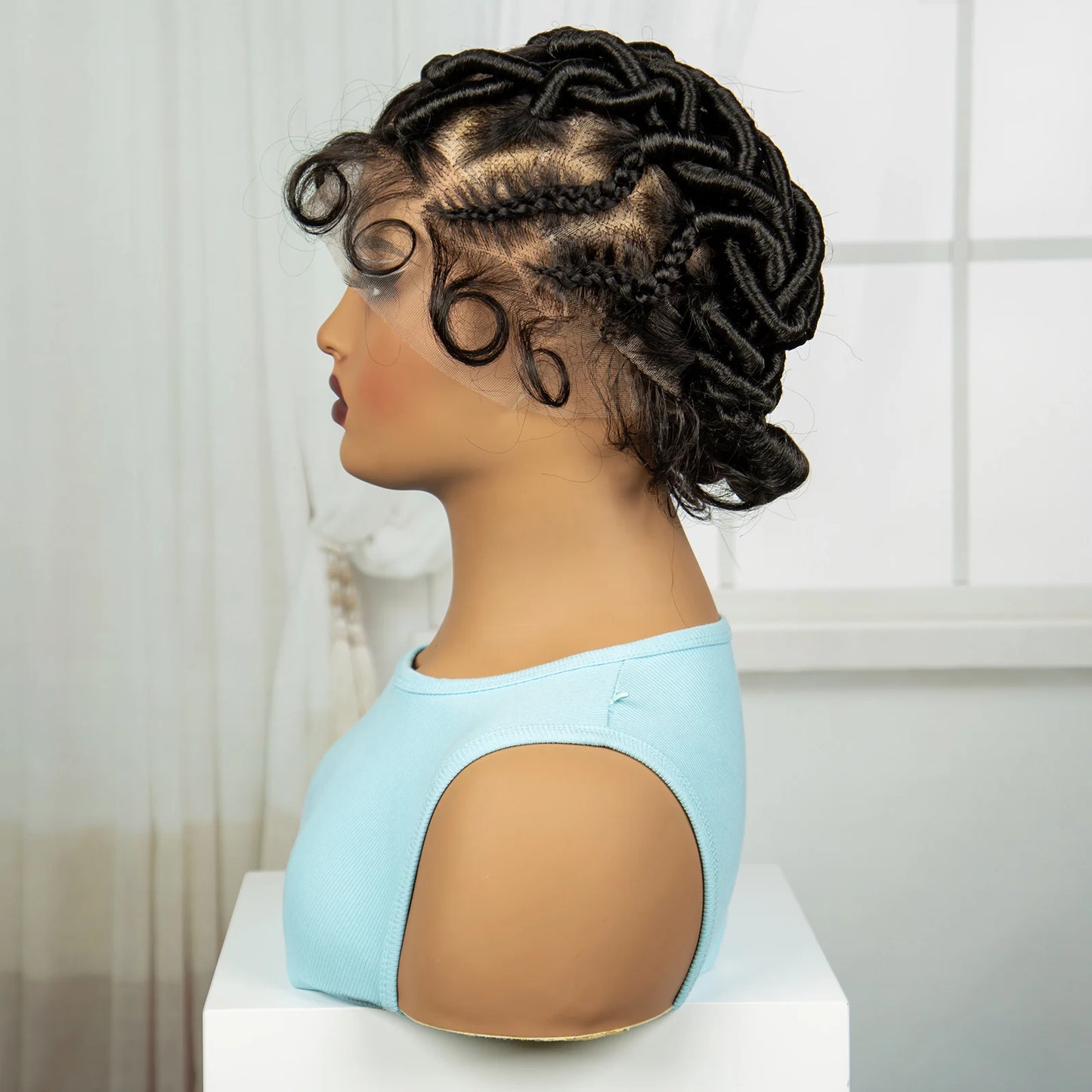 Ginger Orange Bantu Knotless Braids Wig | Full Lace | Baby Hair Luxegan