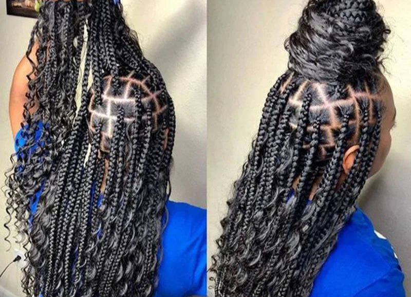 36" Ombre Goddess Locs Braids Wig | 360 Lace Front | Baby Hair | Bohemian Style Luxegan