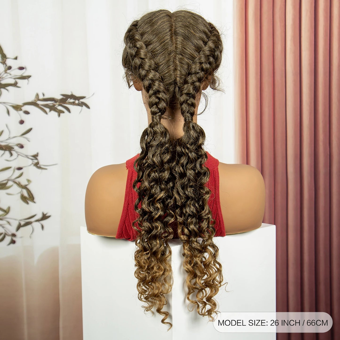 Curly Cornrow Twist Braids Wig | 13x1 T Part Lace | Water Wave | Black Women Luxegan