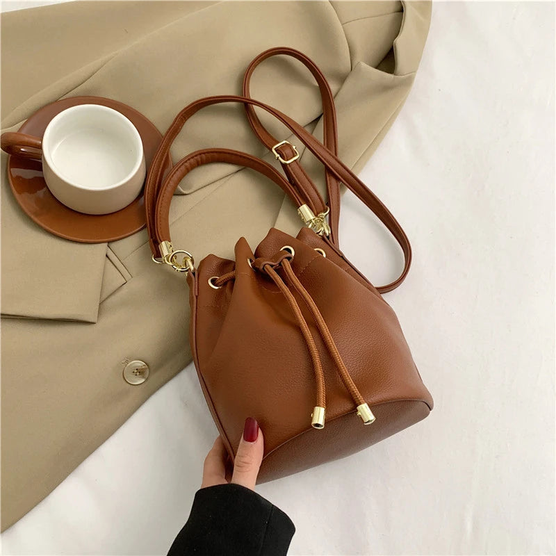 Designer Black Coffee Crossbody Bags Women Luxury Pu Leather Handbags And Purse | Retro Bucket Shoulder Bags Tote Luxegan