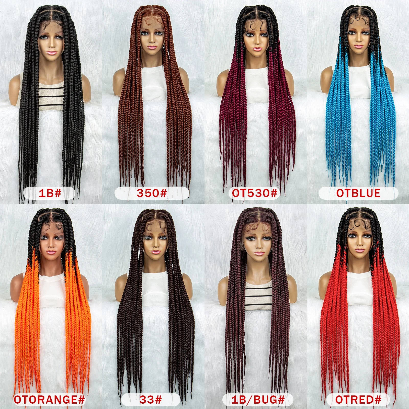 KIMA 36" Colorful Knotless Box Braids Wig | Lace Front & Baby Hair Luxegan