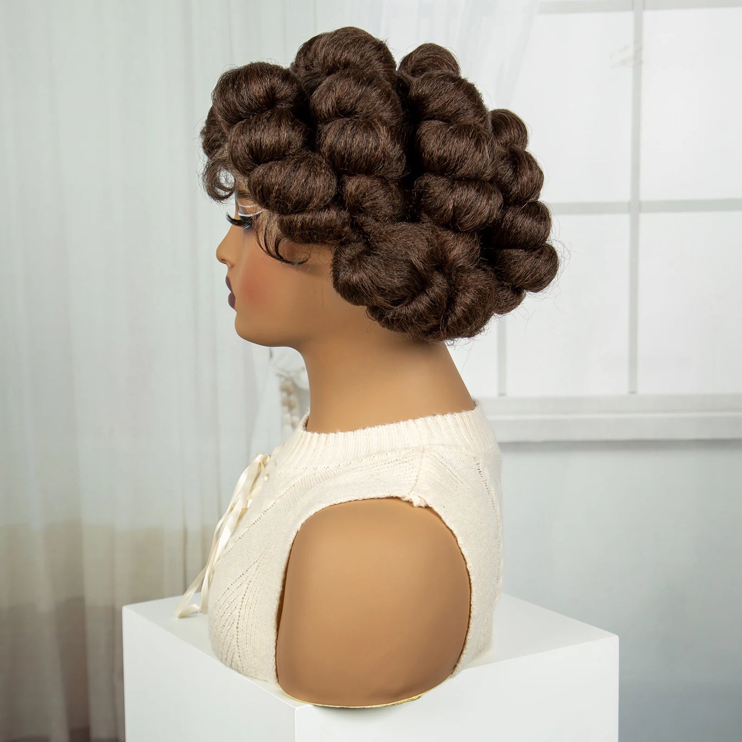 6" Short Bantu Knotless Braids Wig | 1B/30 Ombre | Full Lace Luxegan