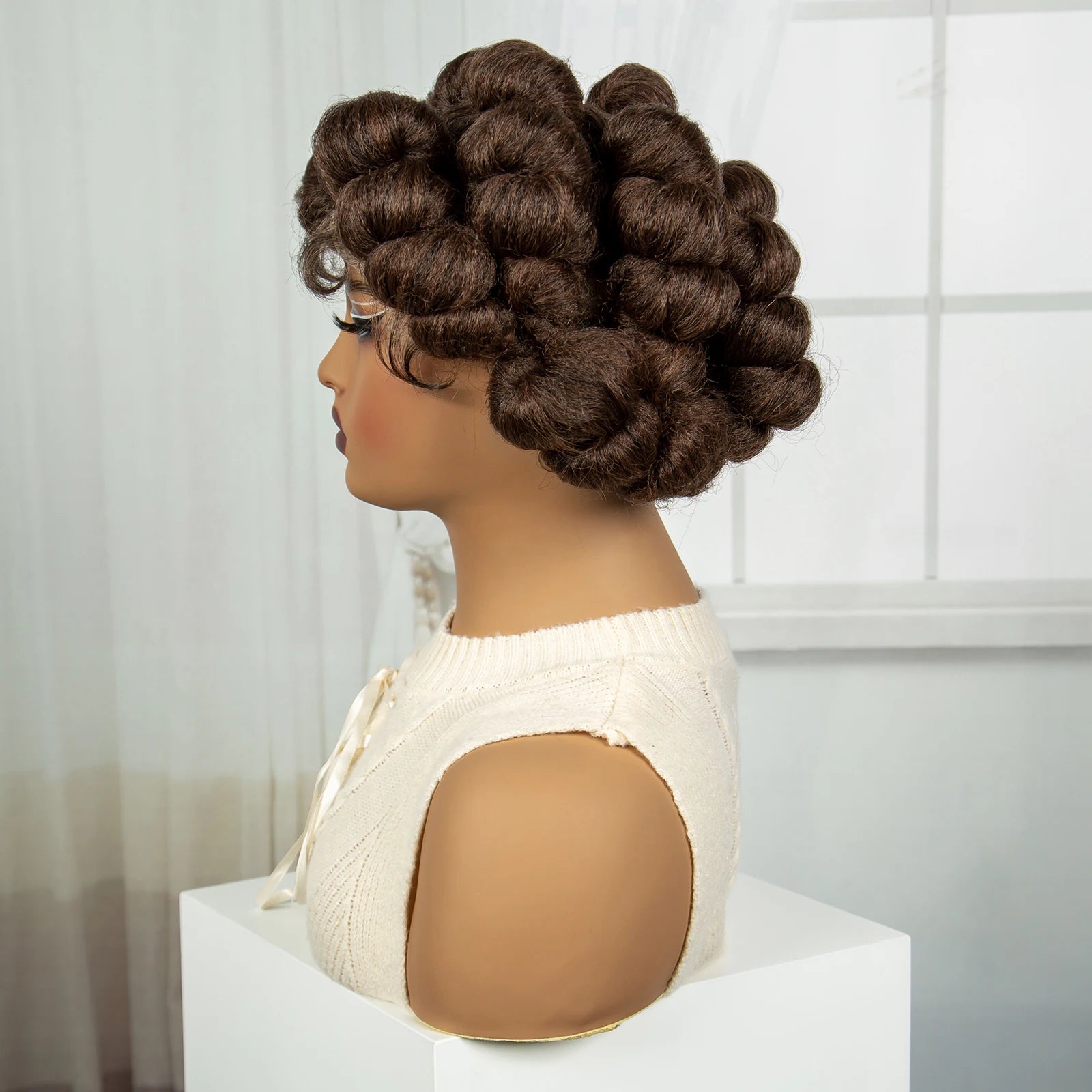 6" Short Bantu Knotless Braids Wig | 1B/30 Ombre | Full Lace Luxegan