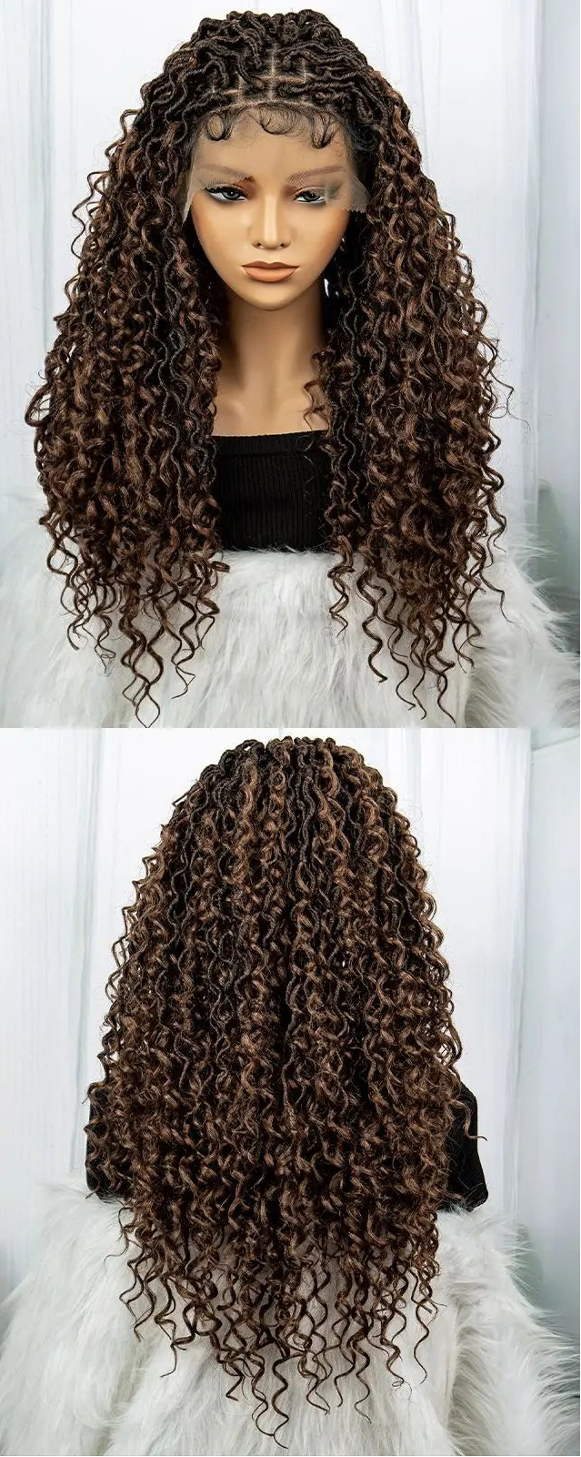 Burgundy Goddess Faux Locs Wig with Curly Ends | Crochet Twist Braids | Baby Hair Luxegan