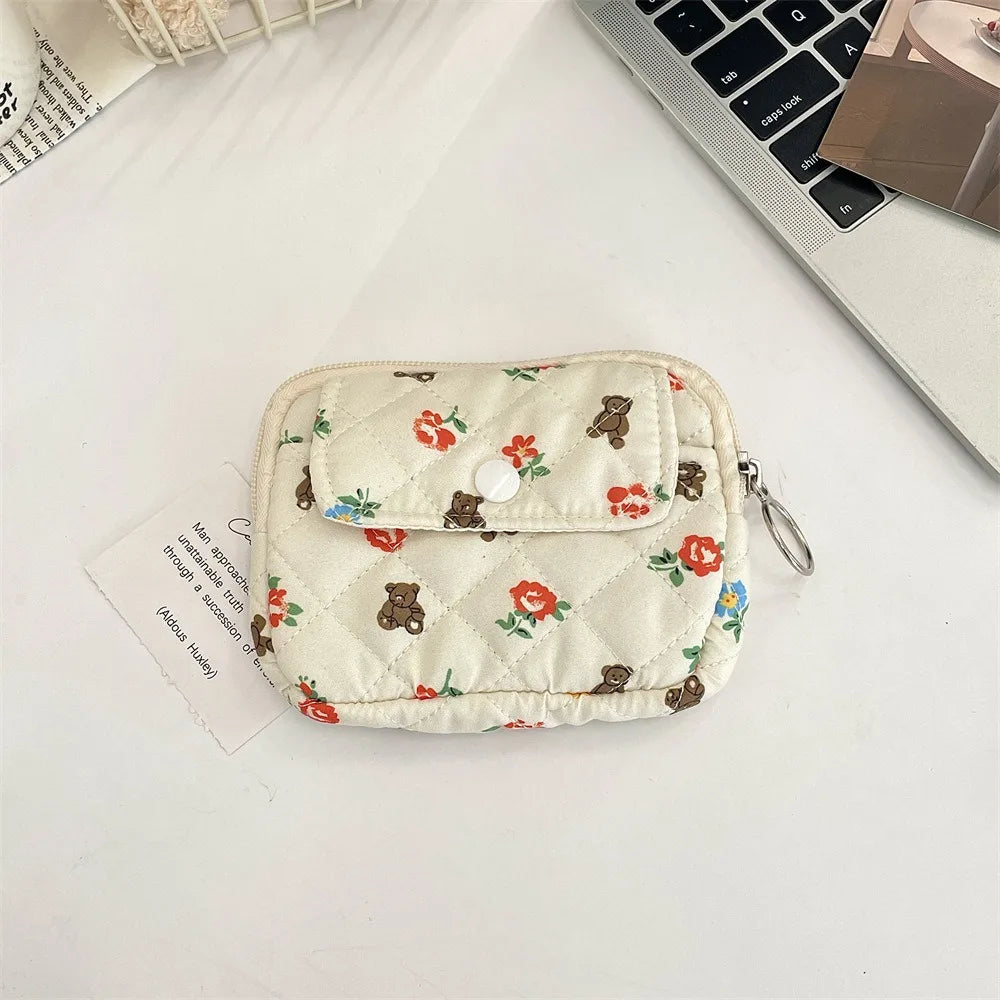 Kawaii Floral Coin Purse | Multifunctional Small Zipper Bag Luxegan