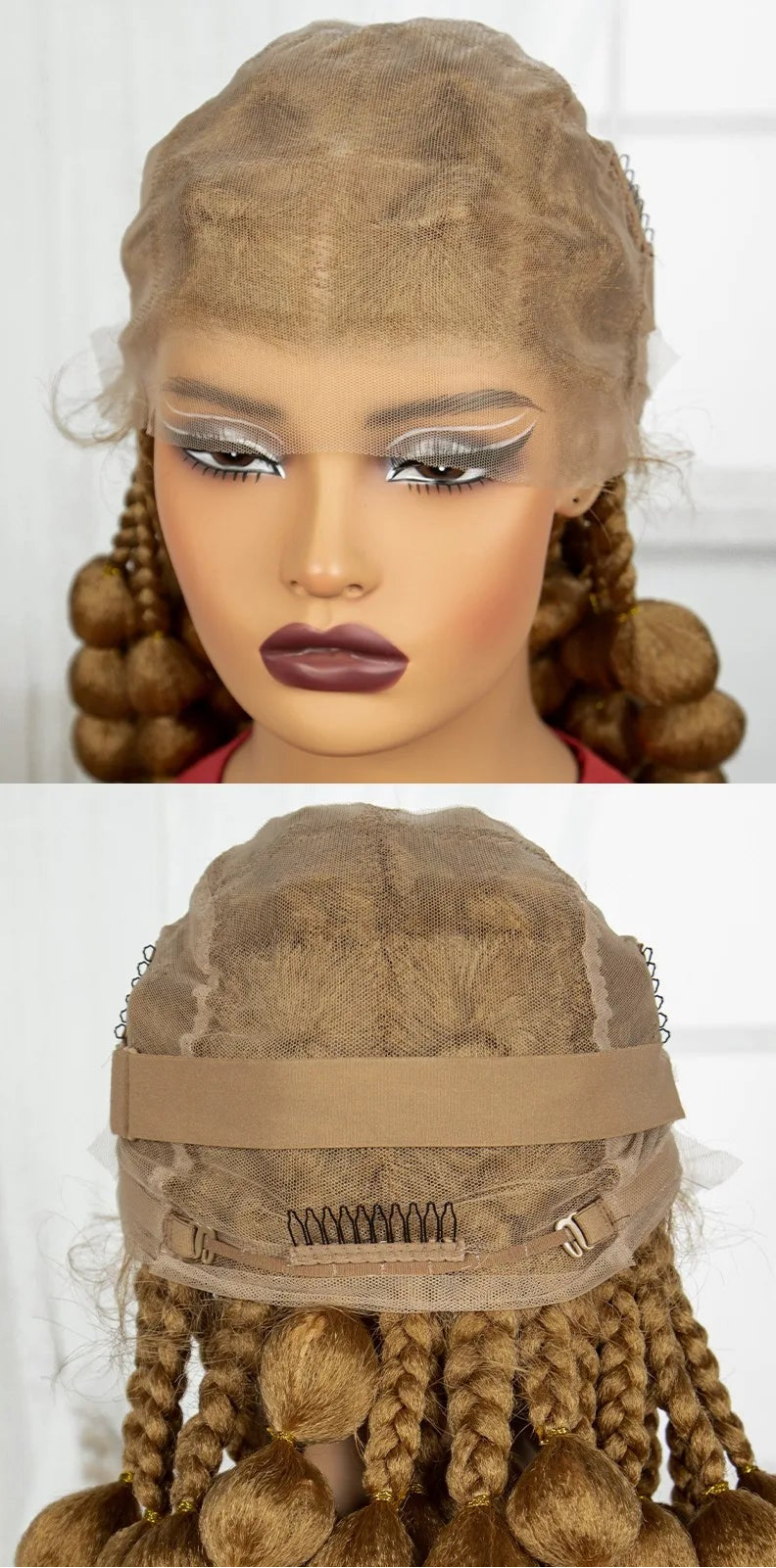 40" Ombre Knotless Bantu Braids Wig | Handmade Full Lace | Baby Hair Luxegan