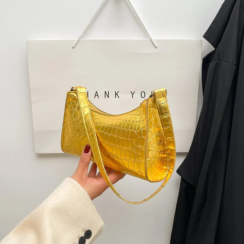 Fashion Exquisite Shoulder Bag | Retro Casual Women's Tote & Female Leather Solid Color Chain Handbag (Small Square Armpit Bag) Luxegan