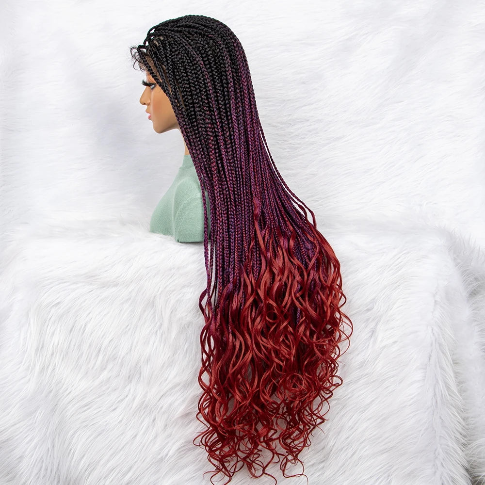 Gradient Water Wave Knotless Box Braids Wig | 9x6 Lace Front | Baby Hair Luxegan