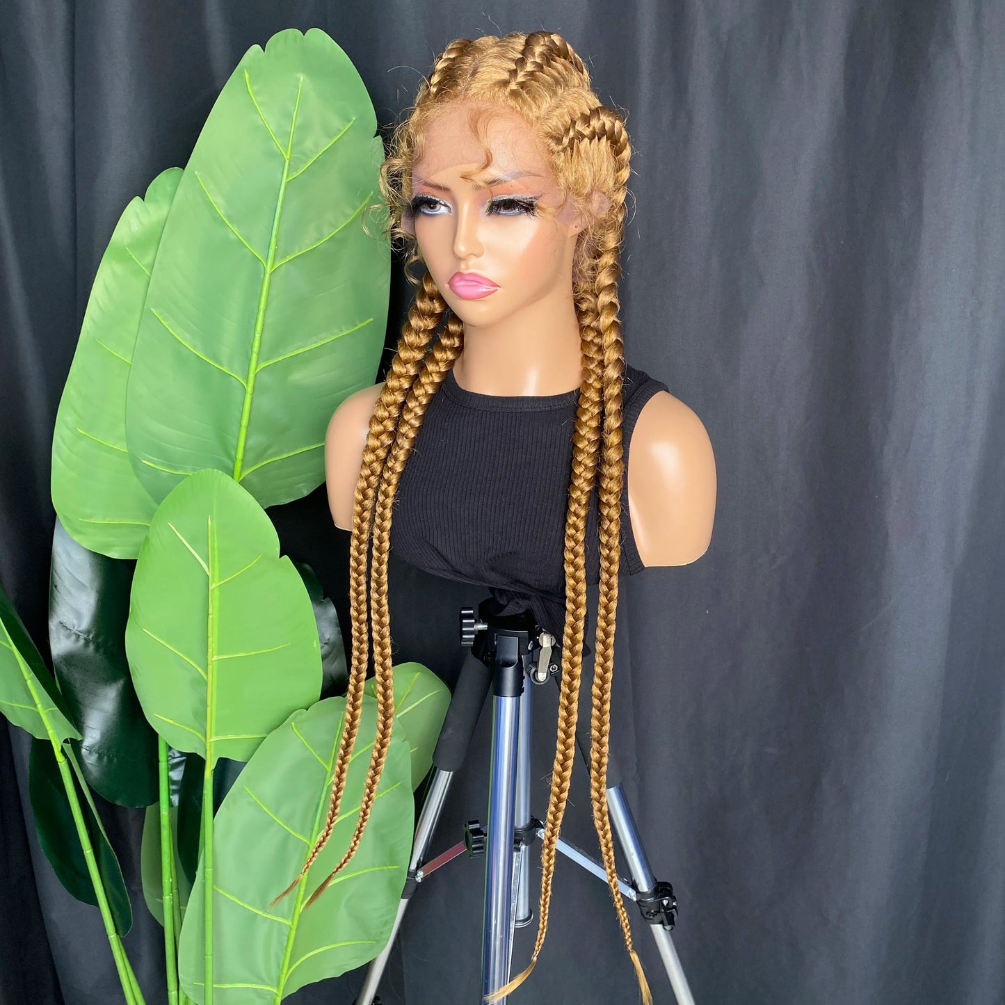 34" Blonde 4x Braids Wig | Double Dutch Cornrows & Twist Braids | Baby Hair | Synthetic Luxegan