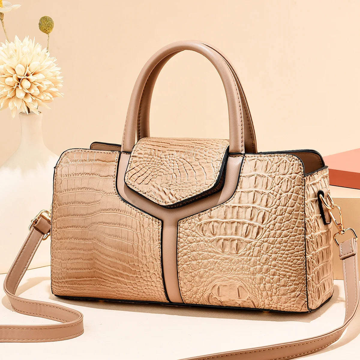 Bag Women New Fashion Crocodile Pattern Handbag | Large Capacity Casual Shoulder Messenger Bag (Purses & Handbags) Luxegan