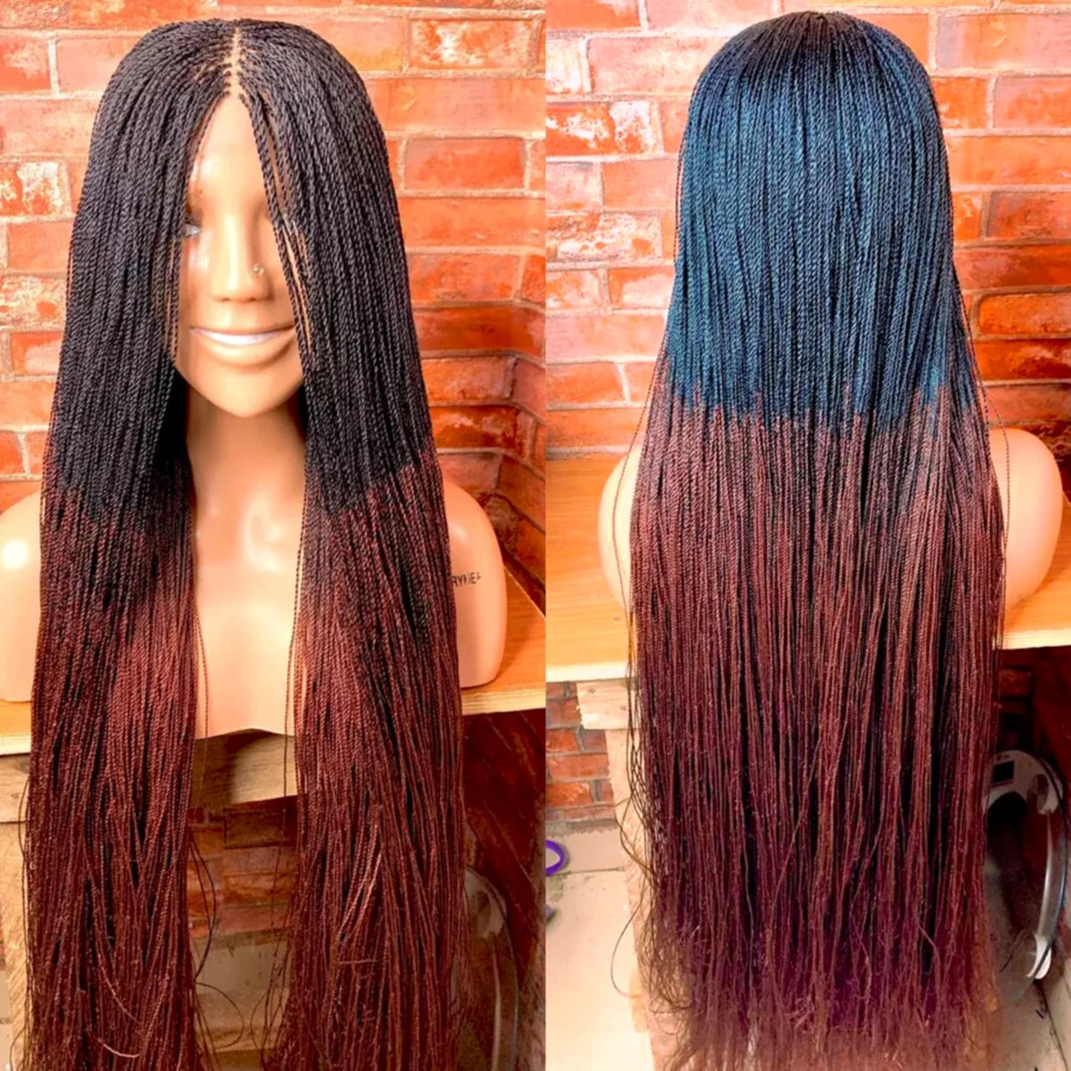 Chic Senegalese Micro Twist Braided Wig - Short Bob Style, Lightweight, Transparent Lace - Luxegan