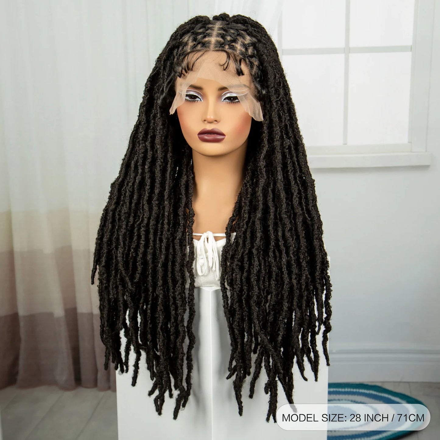 28" Cornrow Faux Locs Full Lace Wig | Goddess Braids | Baby Hair | Knotless Box Braids Luxegan
