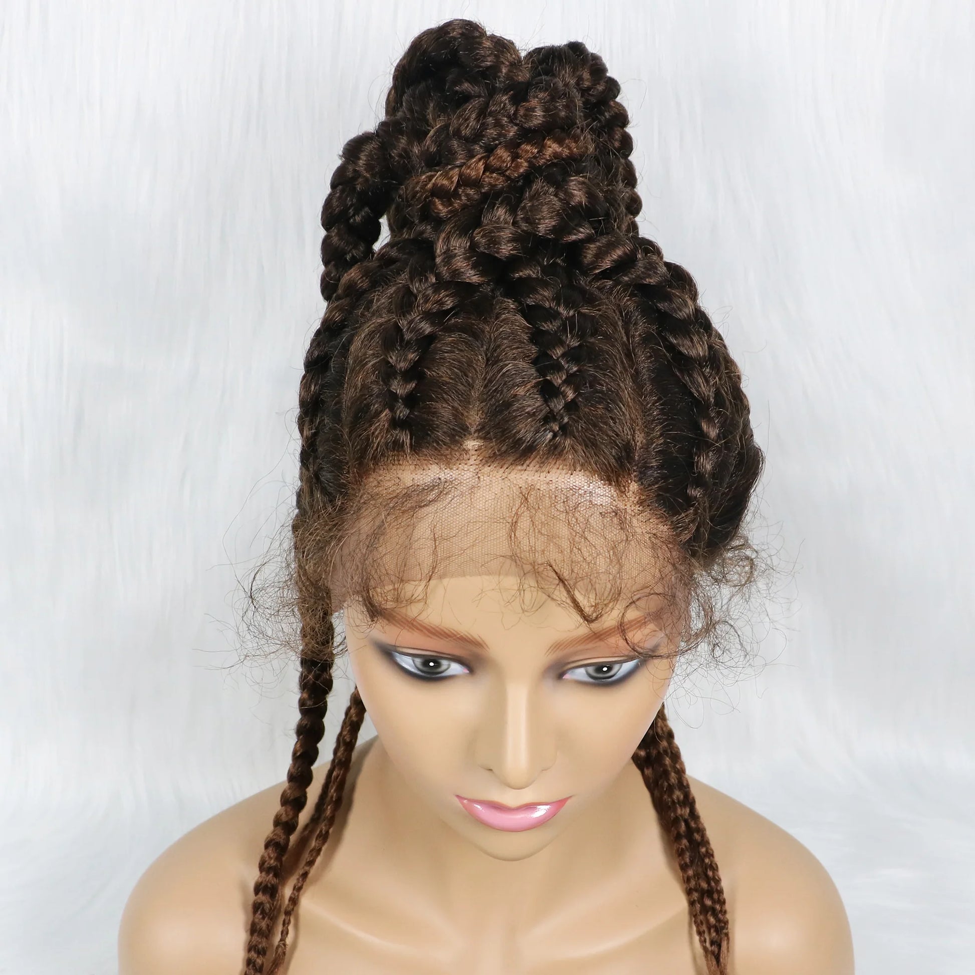 24" Ombre Braided Ponytail Wig | Lace Front with Baby Hair Luxegan