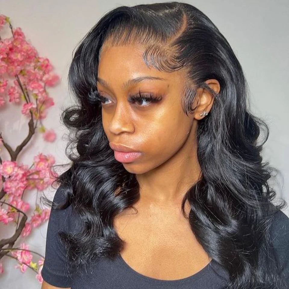 180D Body Wave Human Hair Wig | 13x5x1 Lace Part Bob & Frontal Wigs (Brazilian Remy) Luxegan