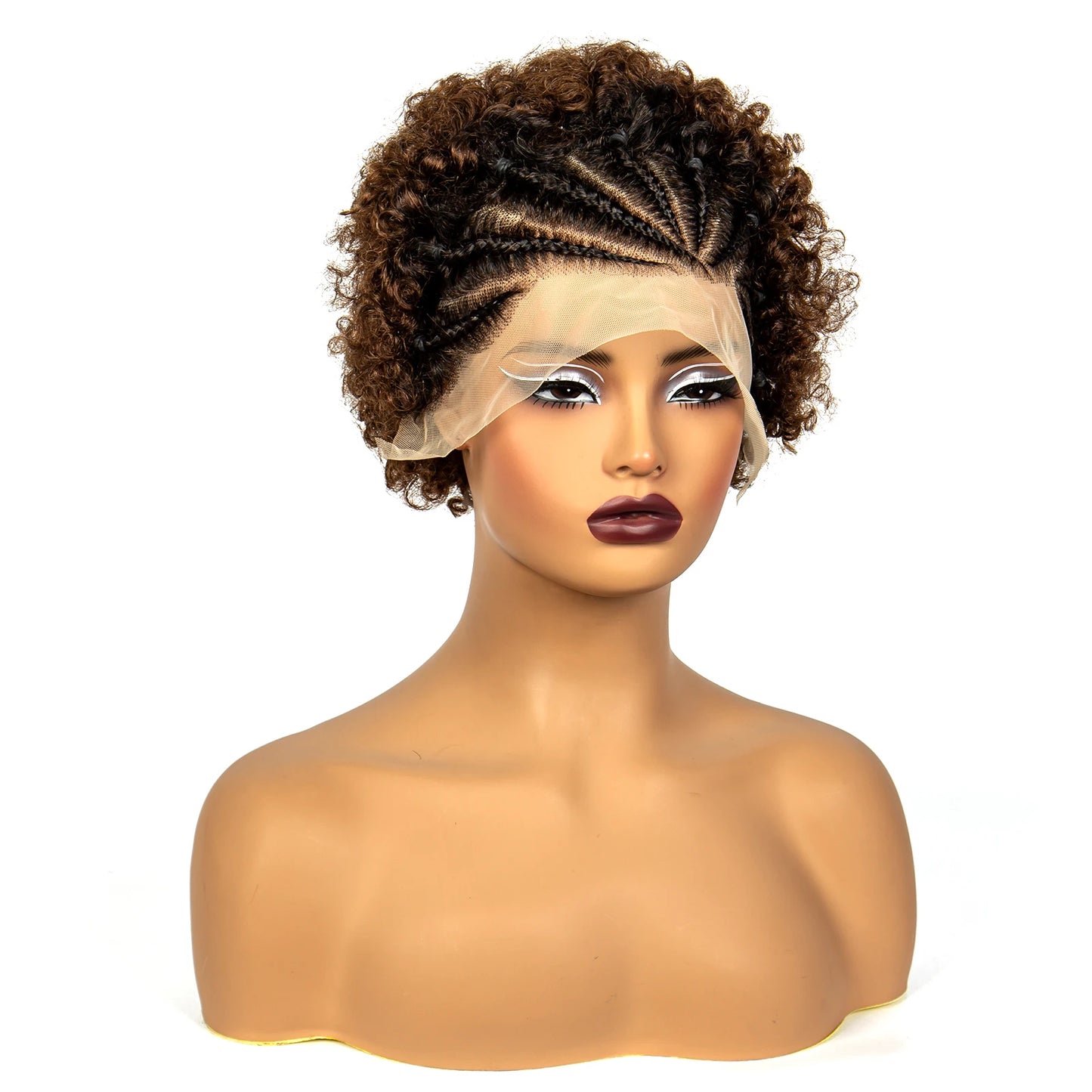 350# Ginger Orange Synthetic Knotless Braided Wig | 13x4 Transparent Lace Front Short Afro Kinky Curly Braids Luxegan