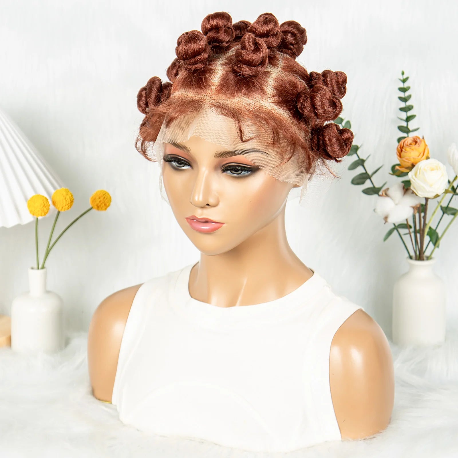 HD Transparent Lace Front Bantu Knots Wig | Synthetic | Full Lace | With Baby Hair | For Black Women