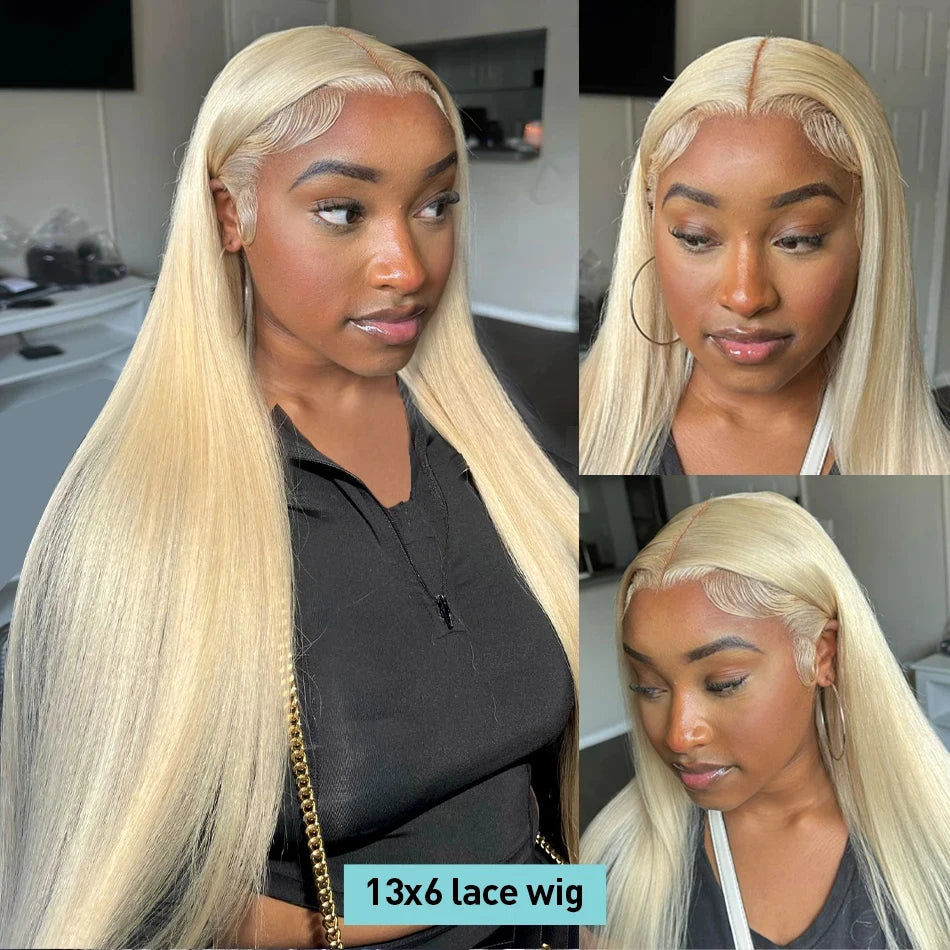 613 Platinum Blonde Straight HD Lace Wig | Sophisticated 13x6 & 13x4 Transparent Frontal | Elegant "Brazilian Remy" 26+ Inch Silhouette | "Dignified" Pre-Plucked Human Hair for Radiant Versatile Styling Luxegan