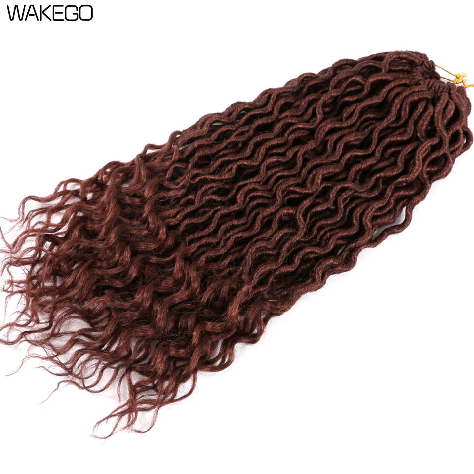 Goddess Faux Locs Crochet Hair | 18" Soft Curly Braids | Ombre Dreadlocks Extensions | 24 Strands/Pack Luxegan
