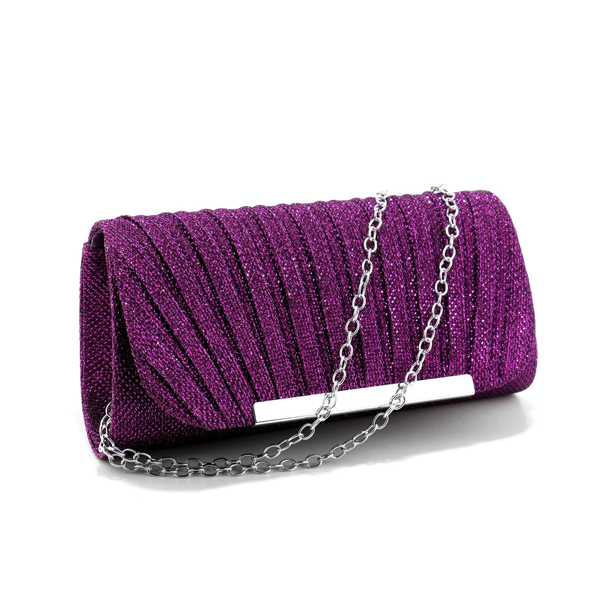 Metal Luxury Women Evening Bags | Ruched Design Sequined Small Envelope Shaped Box Party Wedding Event Handbags Purse Luxegan