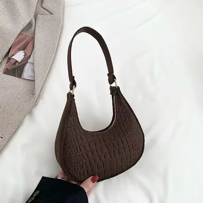 Felt Stone Pattern Shoulder Bag | Casual Crescent & Armpit Bag Luxegan