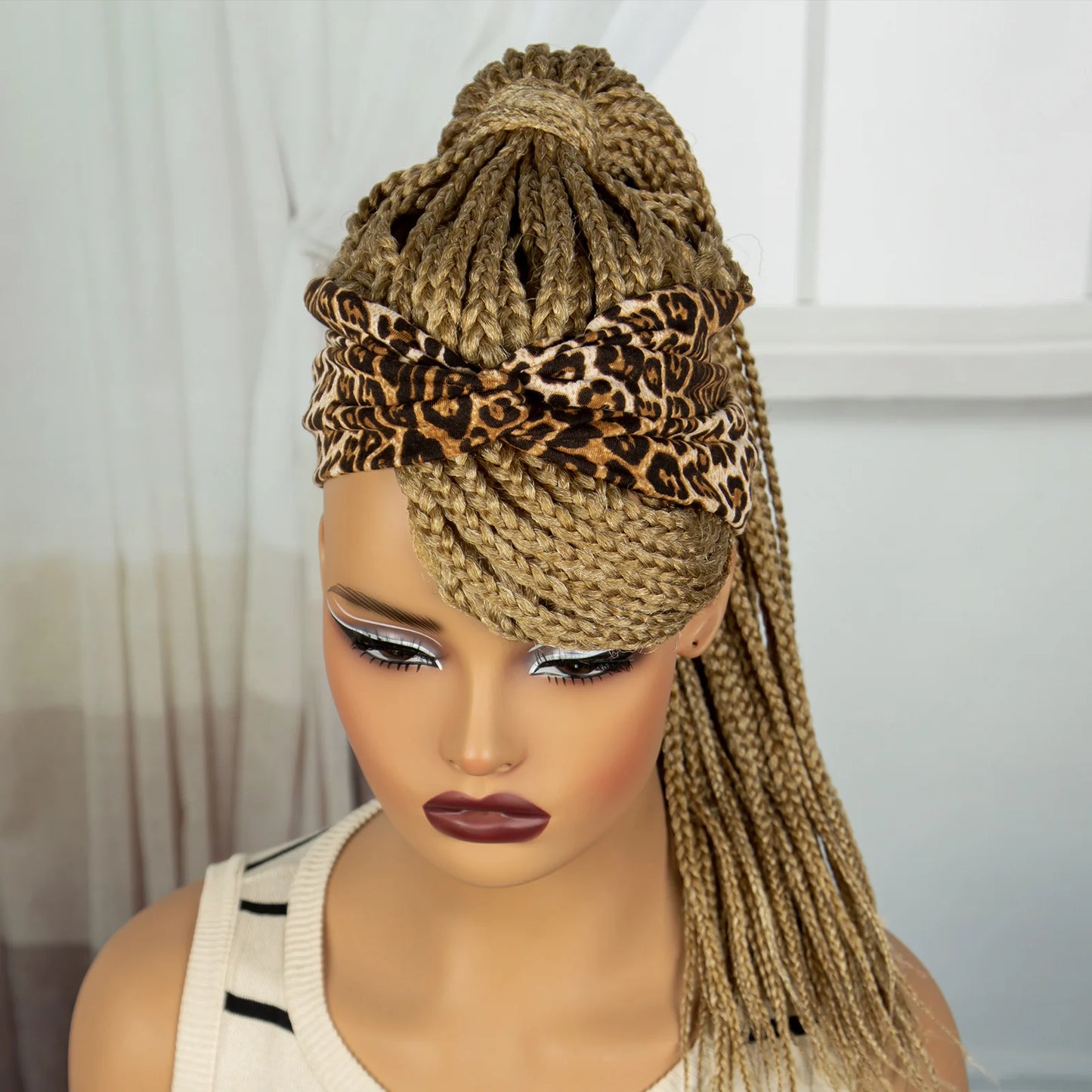 Ponytail Headband Braided Wig with Bangs | Knotless Box Braids | Cornrow Style Luxegan