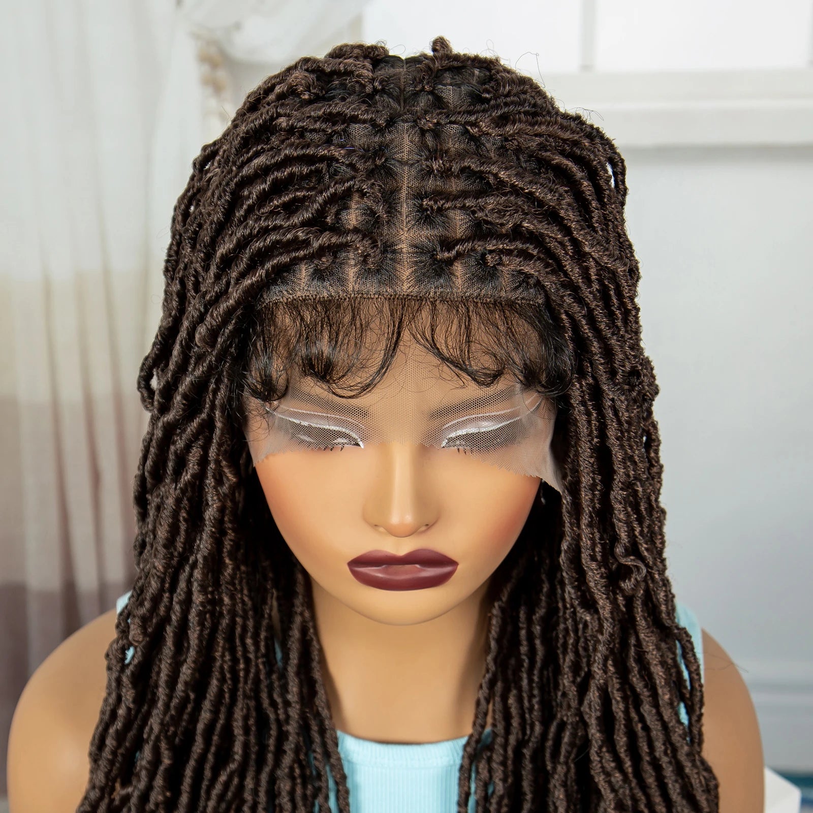24" Knotless Box Locs Braided Wig | Full Lace Frontal Dreadlock Style Luxegan