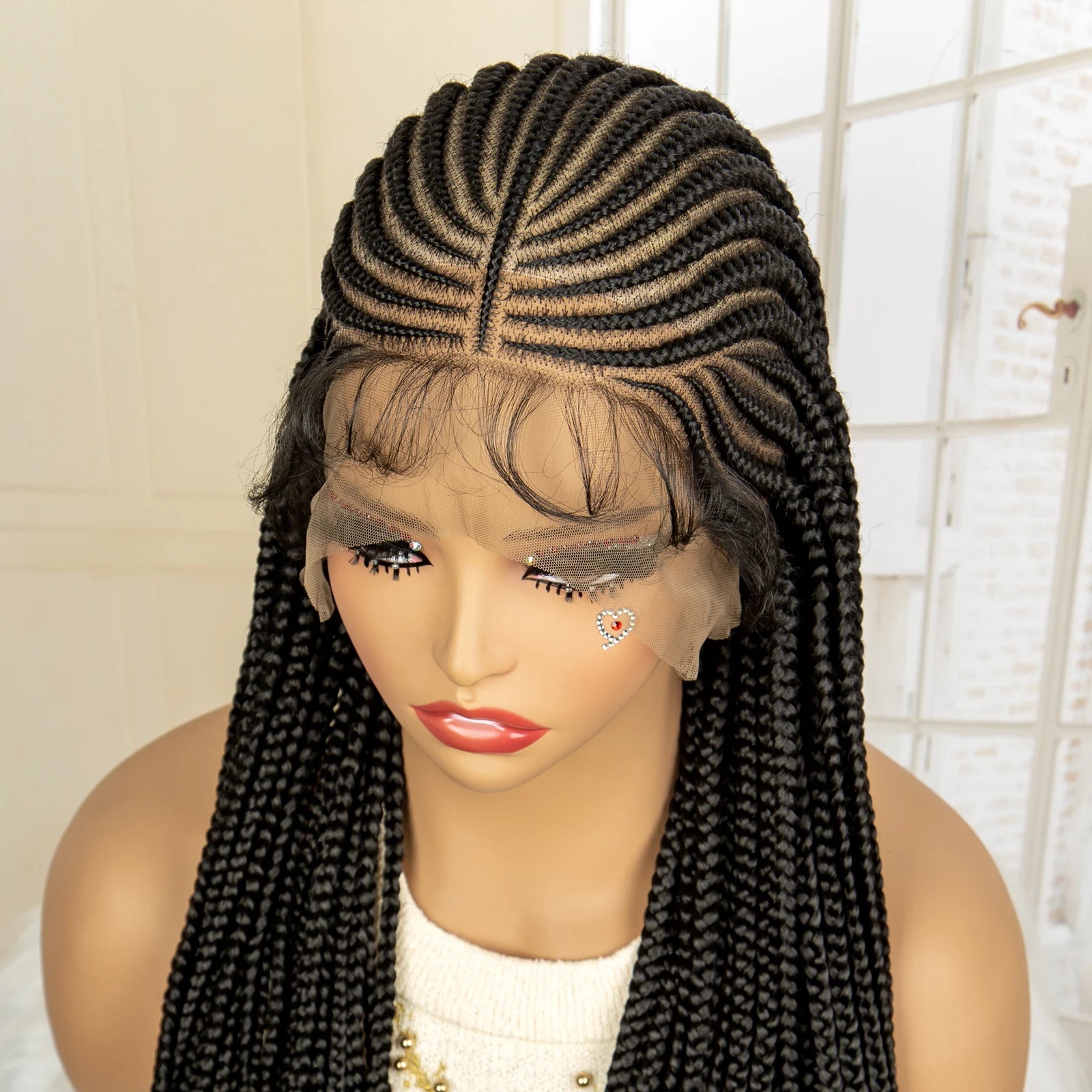 Premium Full Lace Box Braided Wig - Knotless Braids, Baby Hair, Natural Look