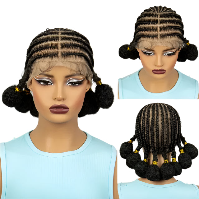 Cornrow Bantu Knotless Braids Wig | Handmade Full Lace | Baby Hair Luxegan