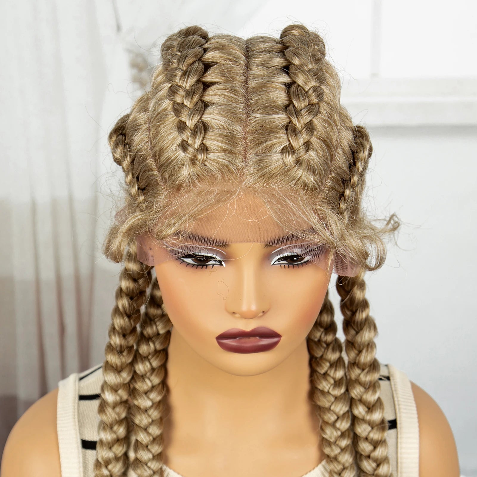 36" Natural Cornrow Braids Wig | Lace Front | Baby Hair | Long Braids Luxegan