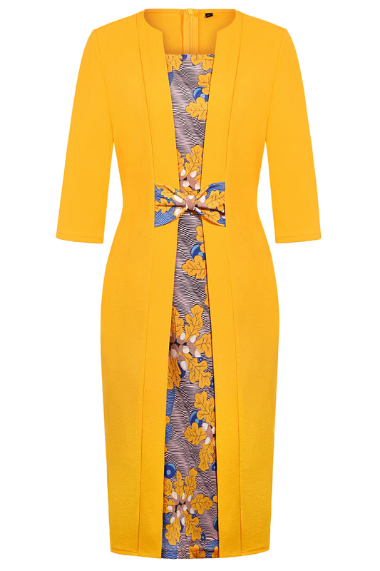 Square Neck Three-Quarter Sleeve Sheath Dress Luxegan