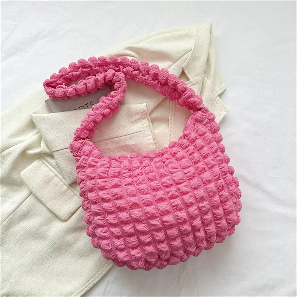 Crossbody Bag with Pleated Design | Embroidered Plaid Shoulder Bag & Simple Large Capacity Quilted Tote Bags for Women Luxegan