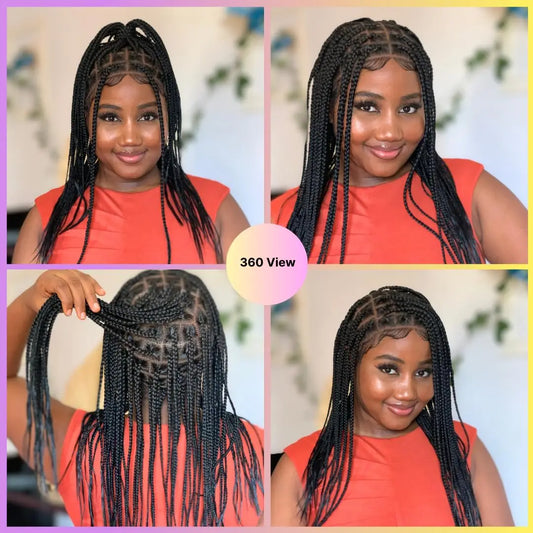 Long Straight Knotless Braids Wig | Full Lace Frontal | Baby Hair Luxegan